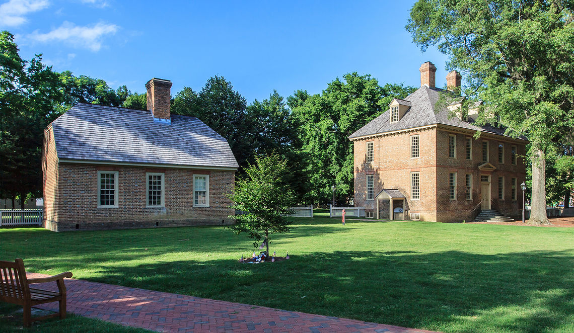 To prevent irreversible damage to the Brafferton’s exterior, while addressing needs for universal accessibility, a neighboring structure–the Brafferton Kitchen (above left) –was made fully accessible for meetings and events.
