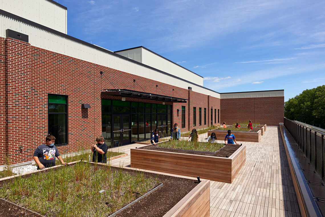 Achieving LEED Silver certification, the project’s sustainable elements include geothermal heating and cooling, recycled and sustainable materials, daylighting, LED light fixtures, and water-efficient fixtures.