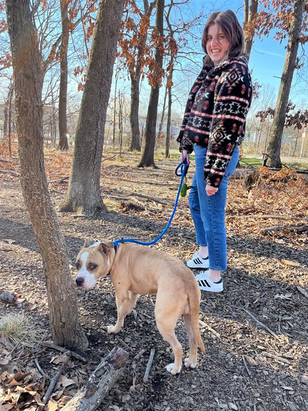 Ellie Riley enjoyed taking a stroll with the dogs at BARCS.