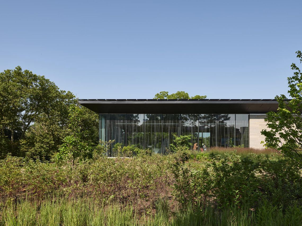 Among the building’s sustainable features are photovoltaic panels along the roof’s perimeter, which, when viewed from below, will reinforce the historic connection to power generation at the falls, cisterns that will capture water from the roof to irrigate native plantings, LED light fixtures, and low-flow plumbing fixtures. Project completed under GWWO Architects, PC.